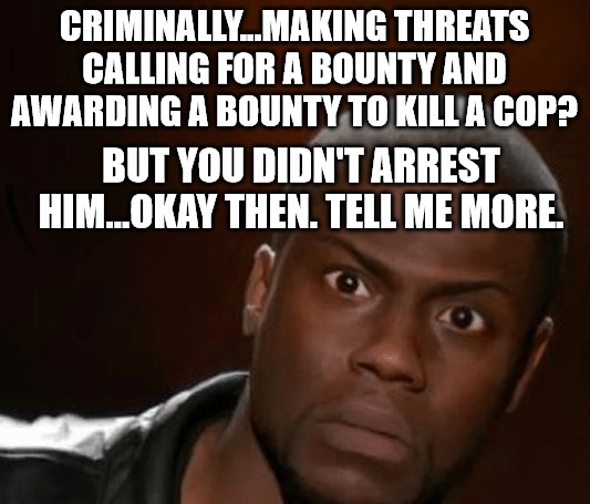 "We have people who have taken the list and are now criminally, we believe, making threats against the safety of officers, calling for a bounty and awarding a bounty for individuals who would go out and kill a cop." -LAPD Chief Michal Moore, 2023 Fox News