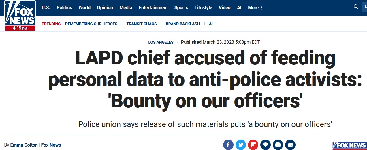LA POLICE UNION FILES FRIVOLOUS LAWSUIT AGAINST KILLERCOP WEBSITE