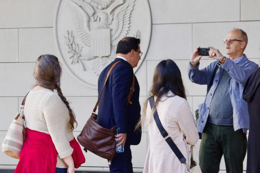 Former Los Angeles city councilman Jose Huizar enters the federal courthouse in downtown Los Angeles on Jan. 26, 2024.